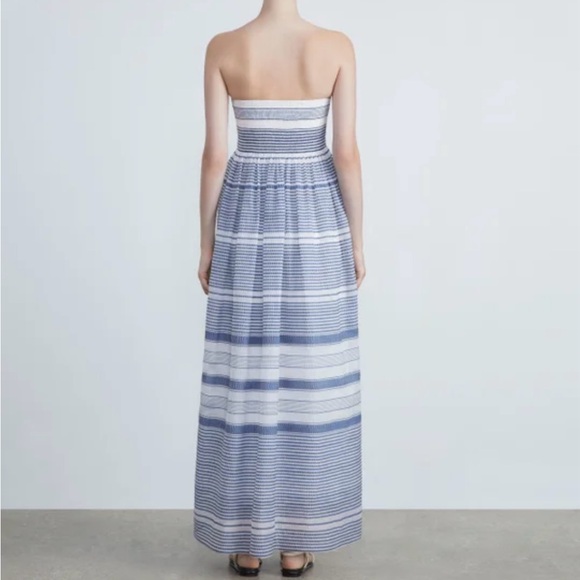Lafayette 148 Stripe Crinkle Strapless Dress - Picture 11 of 12